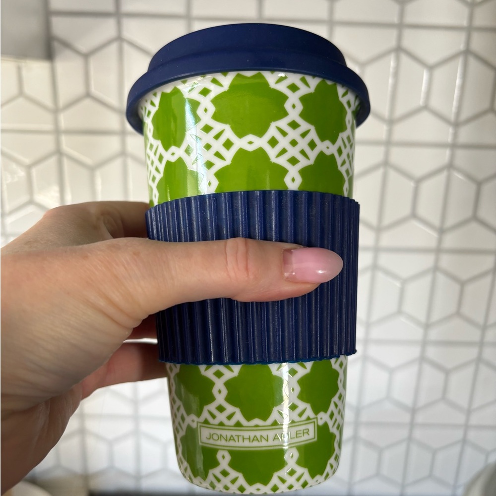 Jonathan Adler Green and Blue Travel Mug